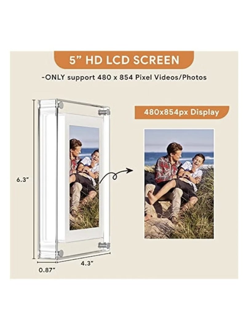 5 Inch Digital Picture Frame, Acrylic Video Frame, 4GB Memory, 1200mAh Built-in Battery, Perfect for Home Decor and Heartfelt Gifts - Image 2