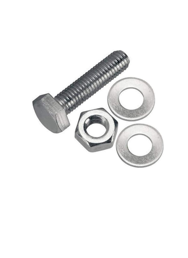 Generic 12 pcs Hex Head Screw Bolts Nuts & Washers Fully Thread GI Plain Finish Bolt Set. (8, 120MM)  - Image 1