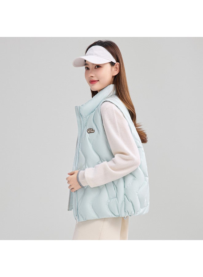 YaYa Winter Women's Down Vest Simple Solid Color Casual Fashion Short Stand Collar Warm 90 Down Vest - Image 3