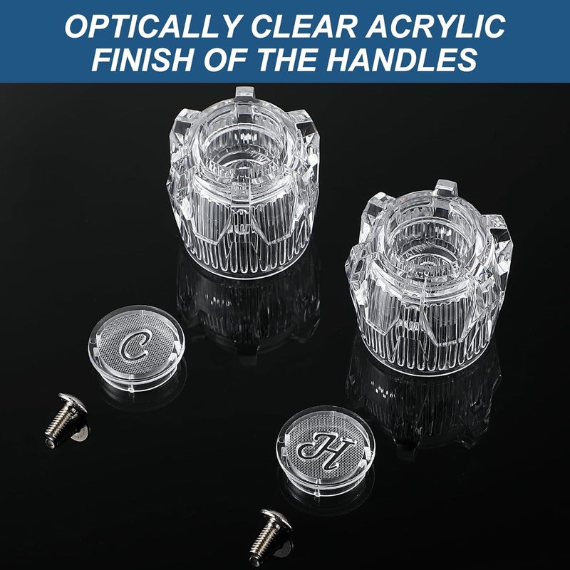 Dreyoo 1 Pair Shower Knob Replacement, Compatible with Phoenix Mobile Home Sink Tub Shower, Acrylic Bathtub Knobs Parts, Clear Faucet Handles with 17pt Spline Point Broach Center Hole - Image 5