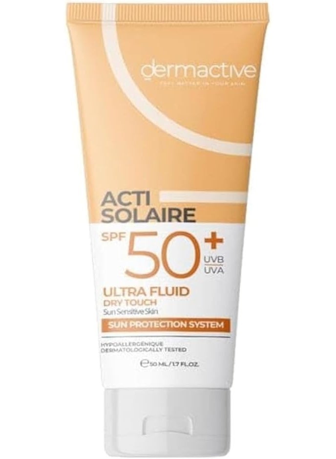 DERMACTIVE Acti-Solaire SPF50+ UVB/UVA Ultra Fluid Dry Touch – 50ml | Very High Sun Protection, Mattifying Finish, Lightweight Daily Wear