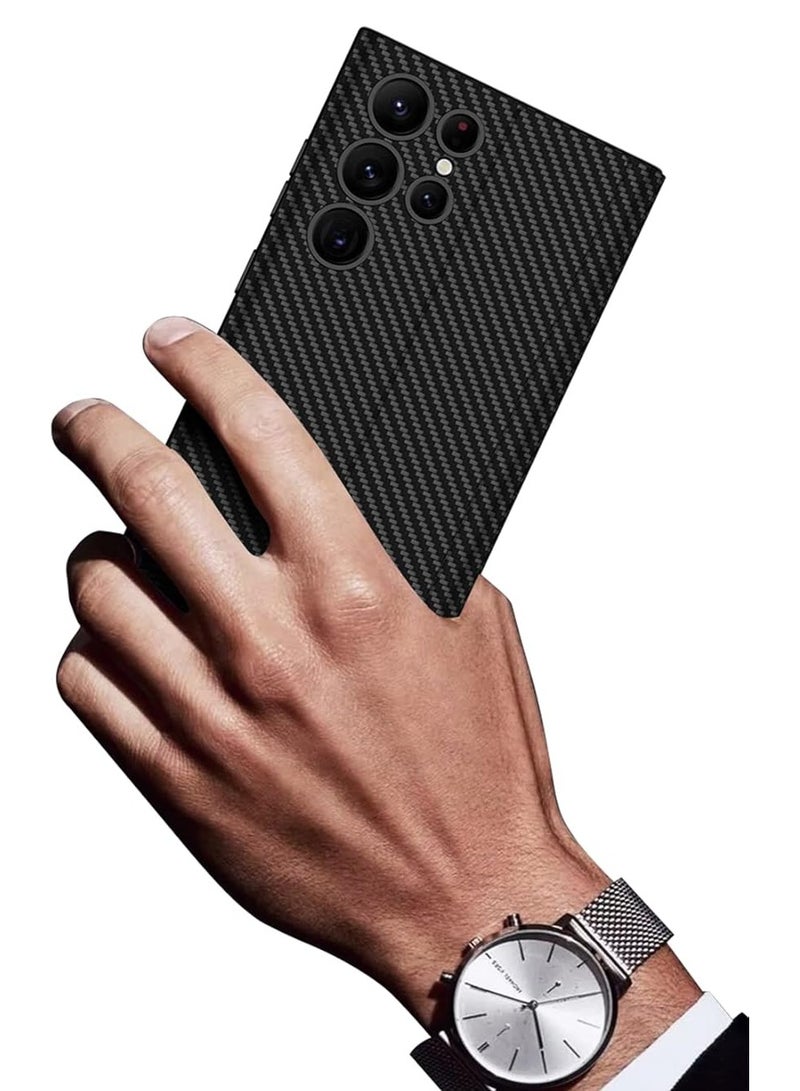 جولدن ماسك لهاتف سامسونج S23 الترا بغلاف من الجلد - (اسود كربون) - Image 3
