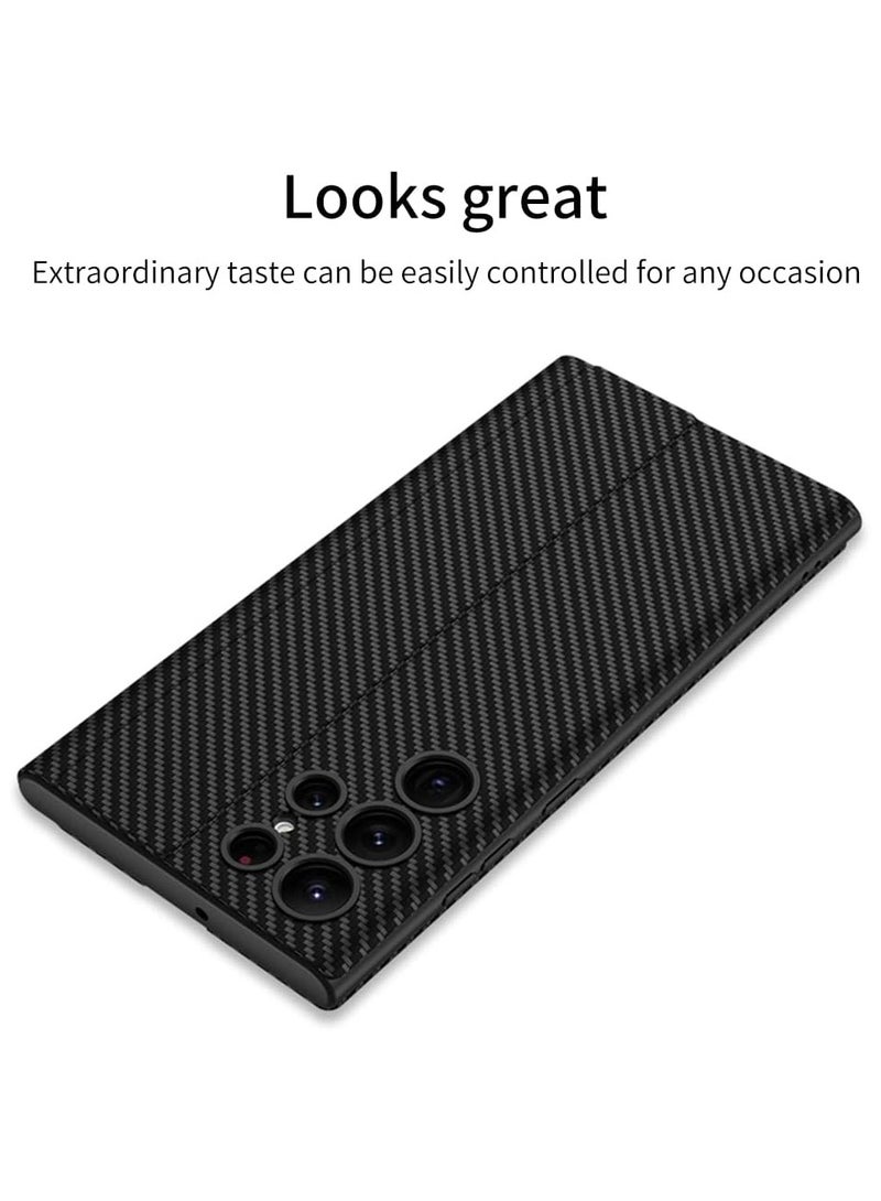 جولدن ماسك لهاتف سامسونج S23 الترا بغلاف من الجلد - (اسود كربون) - Image 2