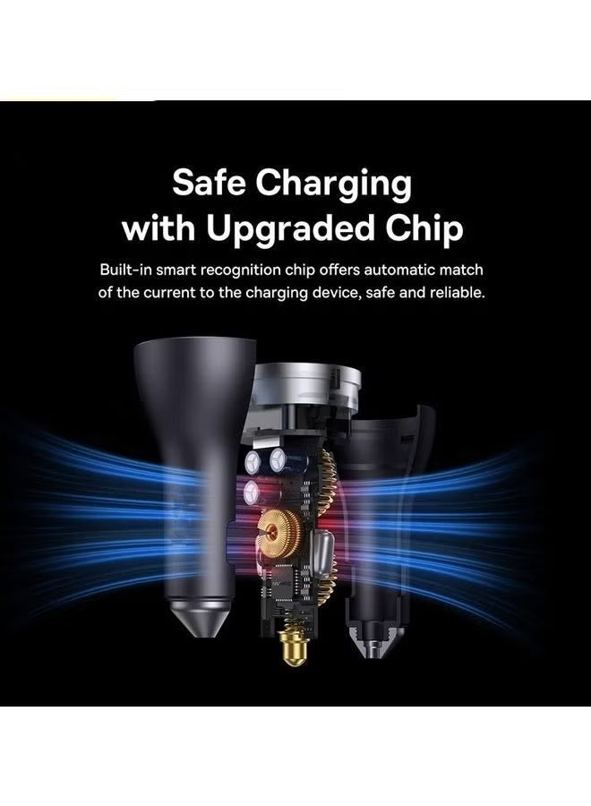 Dark Grey 65W 3-Port Fast Car Charger Adapter, PD USB-C & QC3.0 Car Charging Plug, Multi Port Vehicle Phone Charger Compatible with Cellphone Laptop Tablet - Image 5