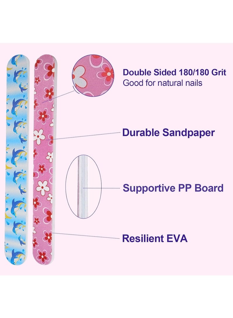 12 Pack Colorful Double-Sided Nail Files 180/180 Grit Emery Boards Professional Nail Shaping, Buffing & Smoothing Tools for Natural & Acrylic Nails – Manicure & Pedicure Nail Care Kit for Home & Salon Use – Durable & Reusable Nail Files - Image 3