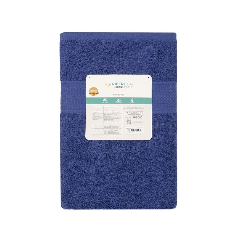 Trident 100% Cotton Towels for Bath | Towels for Bath Large Size Bath Towel - Soft & Absorbent | 450 GSM | 1 Piece Bath Towel for Men/Women | Urban Comfort | 70 cms x 140 cms - New Navy - Image 4