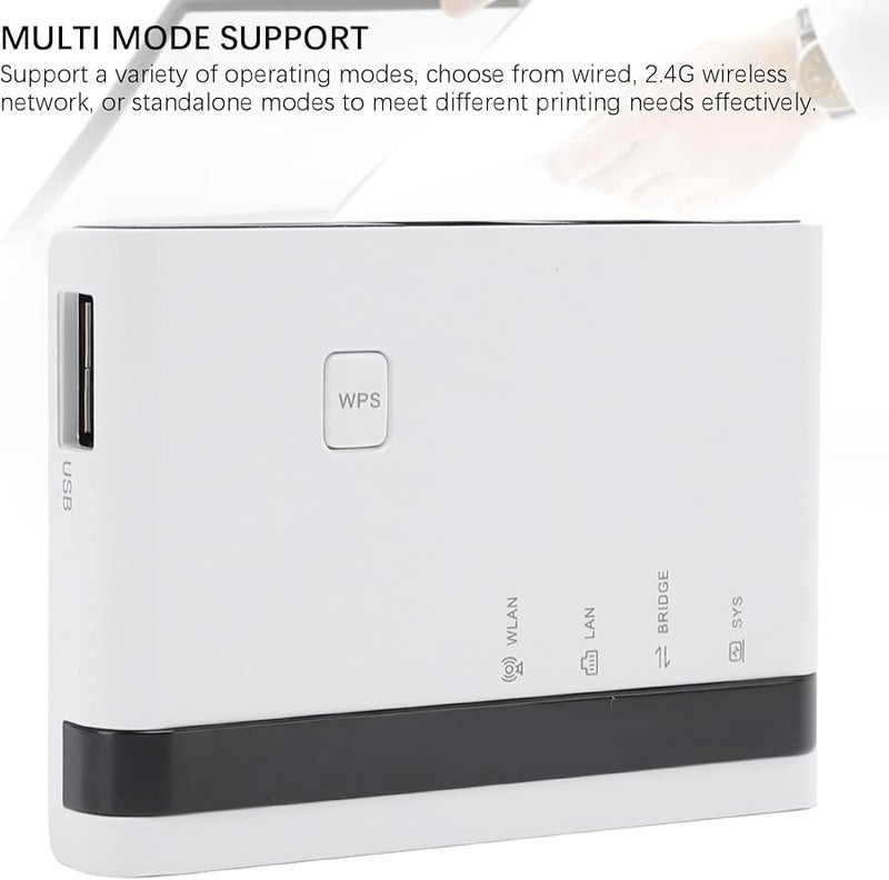 خادم طباعة لاسلكي لـ 4 طابعات USB مع جسر شبكة LAN ومقبس أمريكي - Image 5