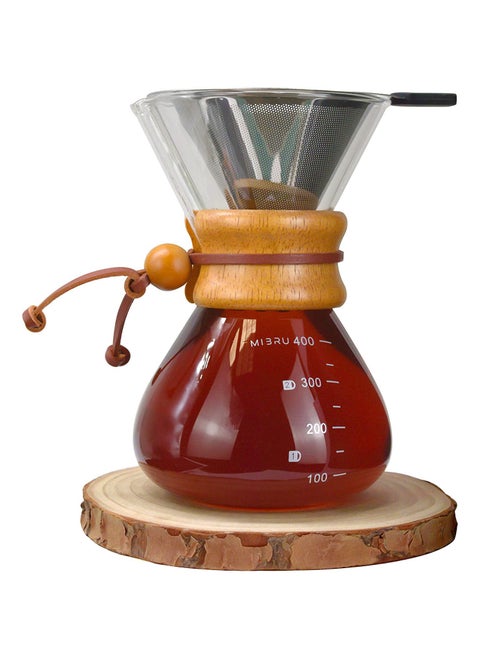 V60 Pour Over Coffee Maker Set 400ml Server Pot Glass With Reusable Stainless Steel Drip Filter Elegant