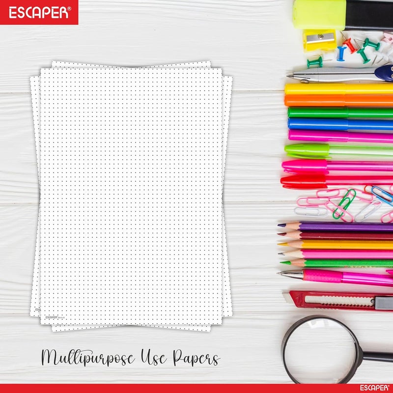 ESCAPER ورقة شبكية نقطية، حجم A4، جودة ورق 90 GSM، طباعة على الجانبين، أوراق غير مثقوبة للاستخدام في التدوين، الرسم، التصميم، الرسوم البيانية، الرسم الفني والاستخدام المكتبي - Image 5