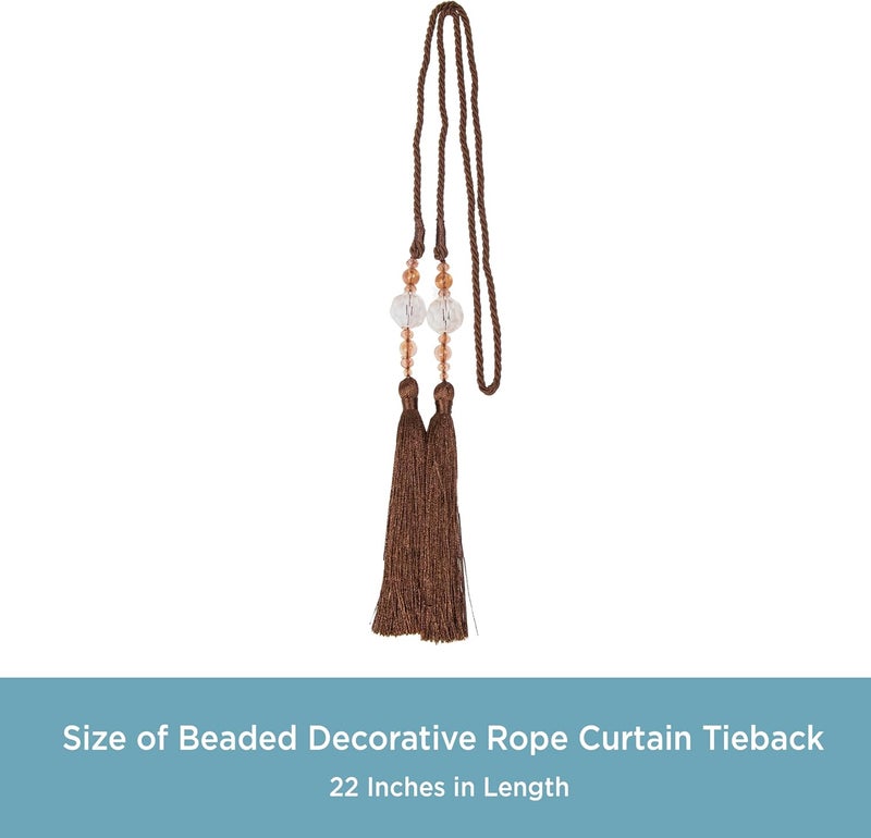 Kenney Small Bead Rope Window Curtain Tieback, Chocolate - Image 3