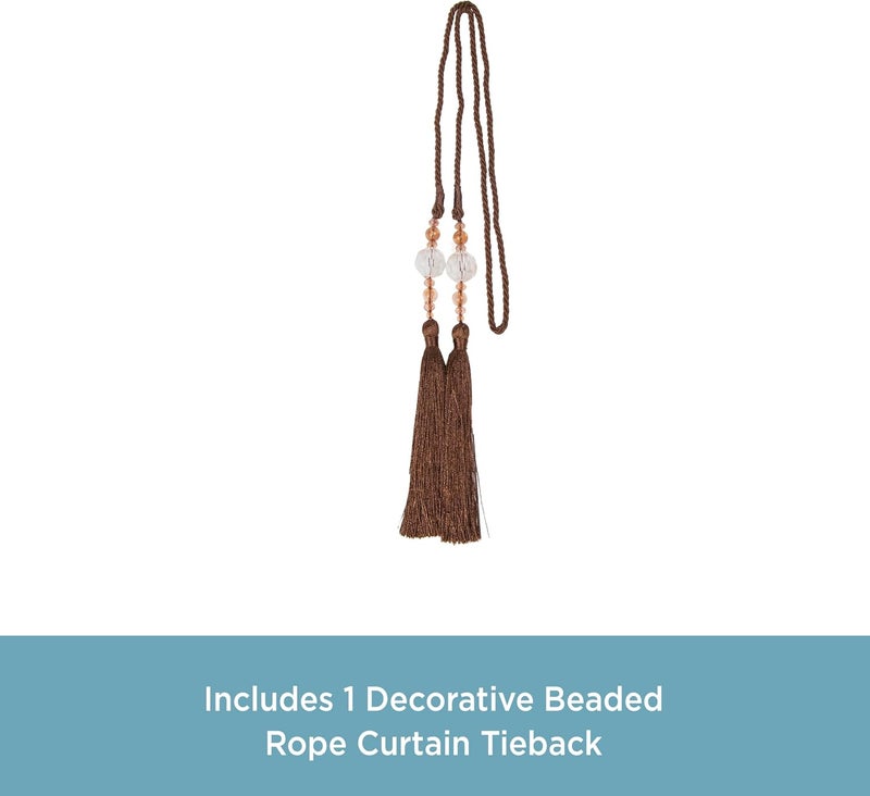 Kenney Small Bead Rope Window Curtain Tieback, Chocolate - Image 2