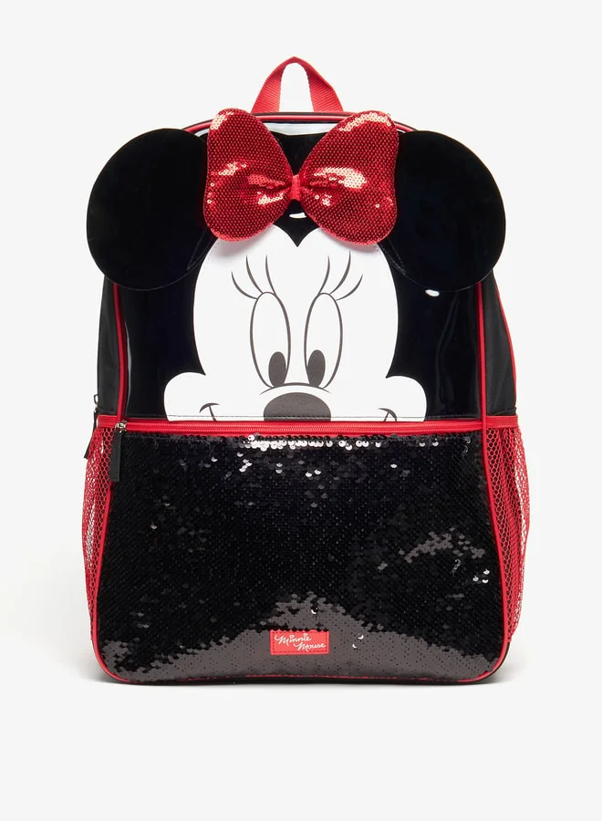 Disney Minnie Mouse Embellished Backpack with Adjustable Strap with Zip Closure - 45x33x14 cm