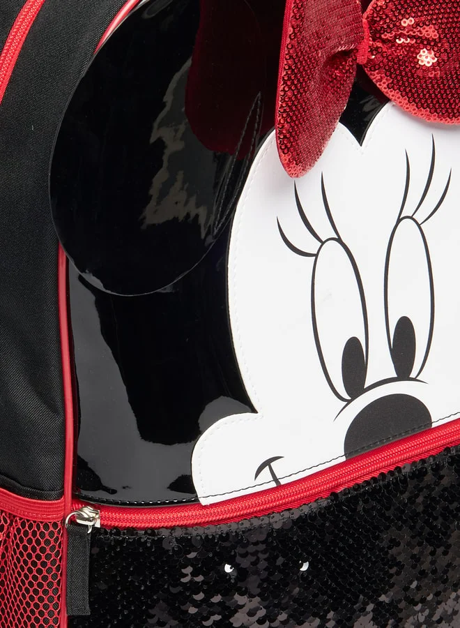 Disney Minnie Mouse Embellished Backpack with Adjustable Strap with Zip Closure - 45x33x14 cm
