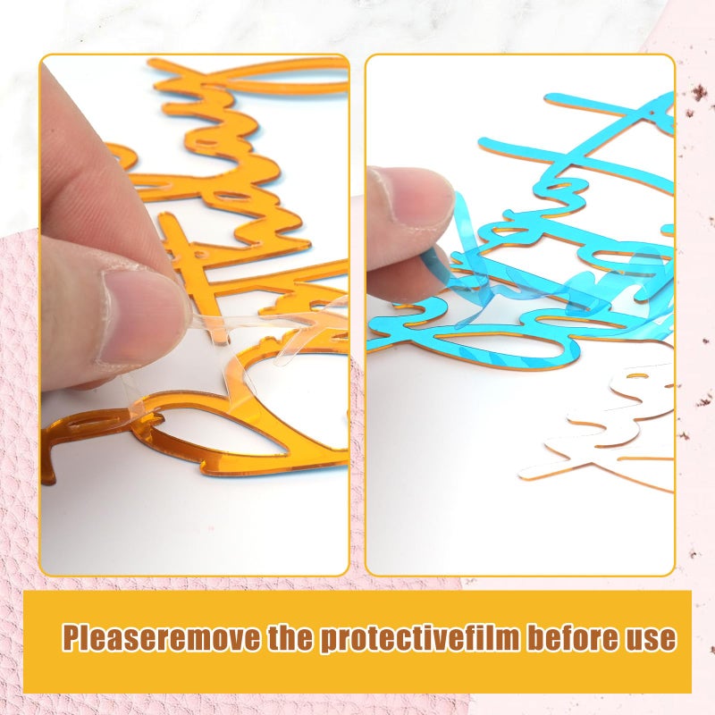 Bogigul 10PCS Gold Happy Birthday Cake Toppers Mirror Acrylic Cake Toppers, Gold Acrylic Birthday Cupcake Toppers for DIY Cake Decor Cake Tools Birthday Party Supplies - Image 4