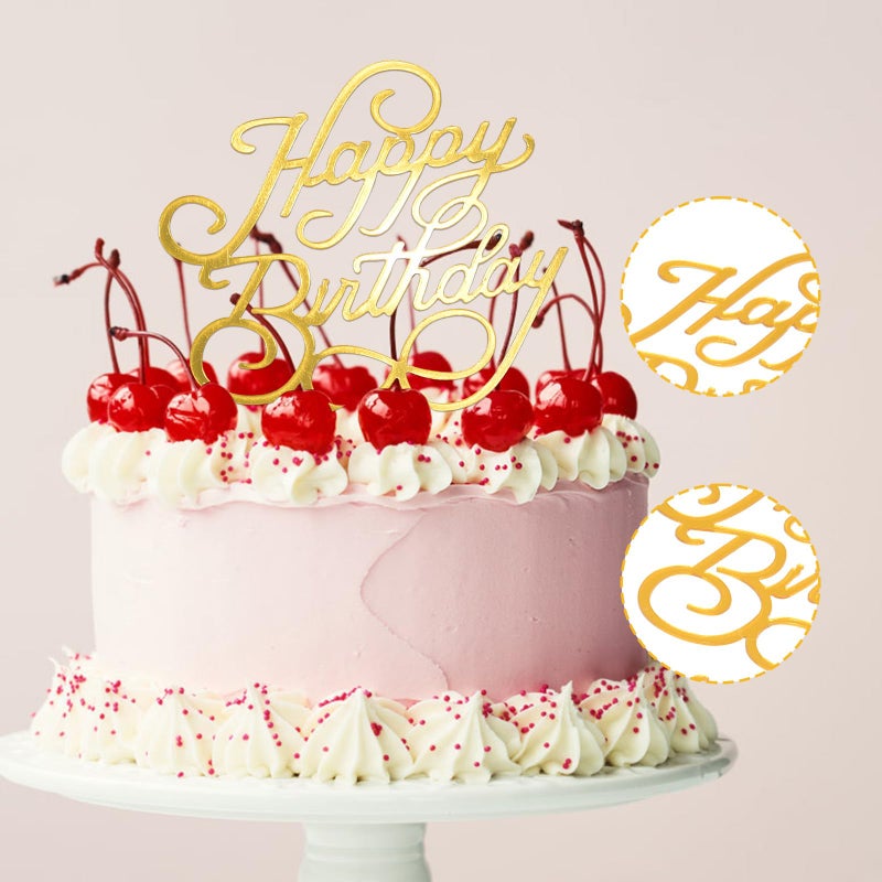 Bogigul 10PCS Gold Happy Birthday Cake Toppers Mirror Acrylic Cake Toppers, Gold Acrylic Birthday Cupcake Toppers for DIY Cake Decor Cake Tools Birthday Party Supplies - Image 3