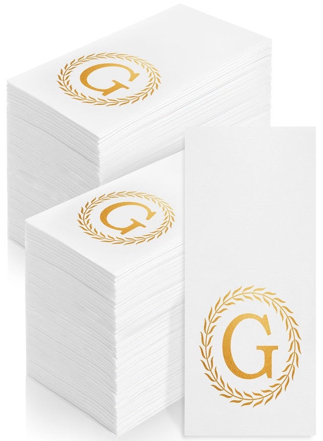 NFSQ 200 Gold Monogram Disposable Napkins - Letter G Hand Towels Decorative, Dinner Napkins for Guest, Monogrammed Hand Towels for Bathroom Wedding Birthday Party Baby Shower - Image 1