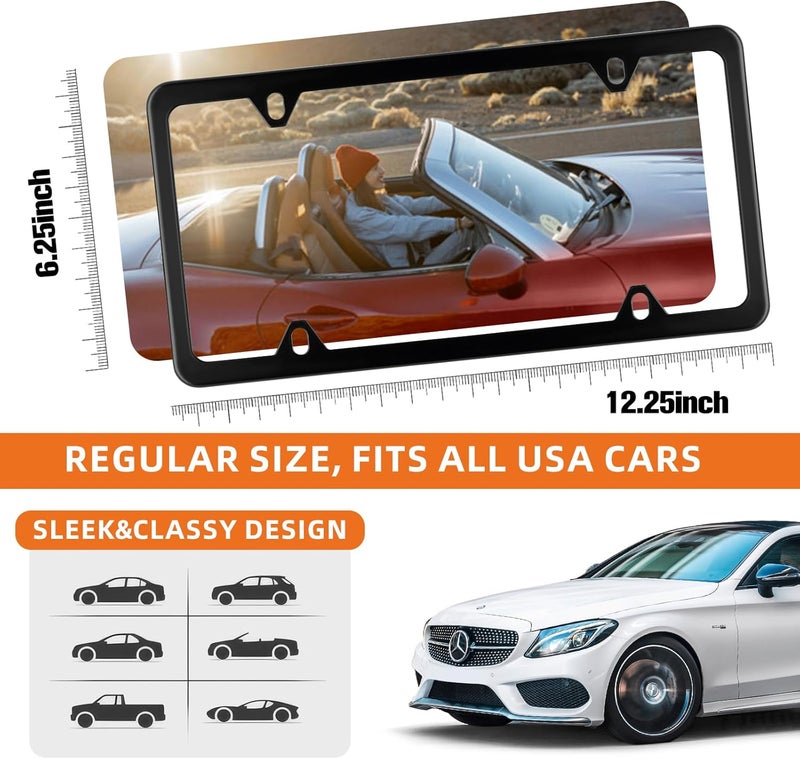 XCLPF 4 Holes Black License Plate Frame,Car Licenses Plate Covers Holders Frames for Plates with Screw Caps.(Black) Shop & home all-space compatible - Image 4