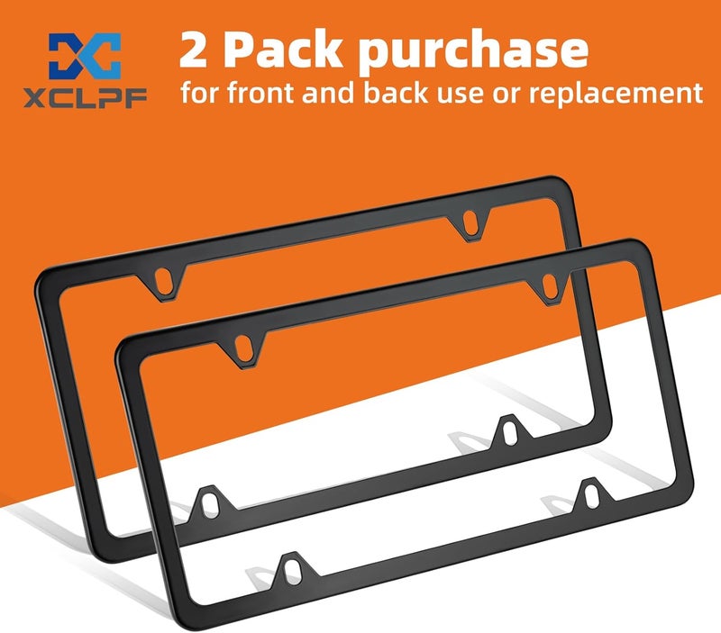 XCLPF 4 Holes Black License Plate Frame,Car Licenses Plate Covers Holders Frames for Plates with Screw Caps.(Black) Shop & home all-space compatible - Image 2