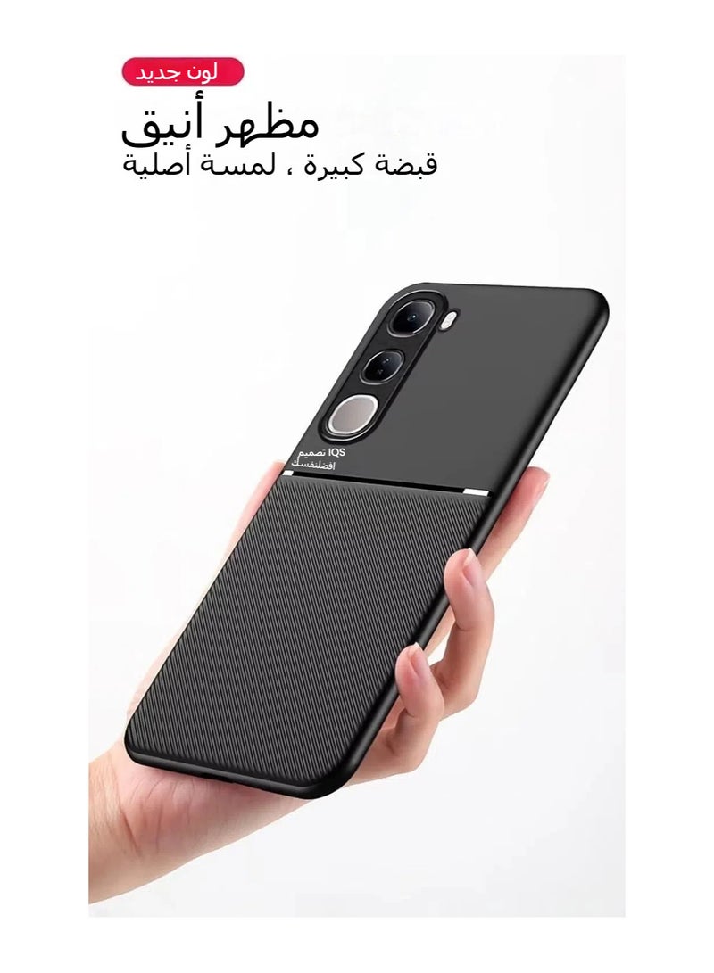 عام والقشرة متوافقة مع VIVO V40 Lite 5G، والسيليكون الجلدي الفاخر PU المضاد للانزلاق ومضاد للبصمة [يدعم حامل سيارة مغناطيسية] VIVO 40 الواقي للهاتف المحمول - Image 4
