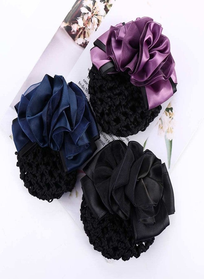 Pokinge 4PCS Women Hair Bun Cover Net Elegant Floral Hair Clip Cover Net Hairpins, Work Clothes Hair Accessories for Lady Women Nurse and Stewardess - Image 4