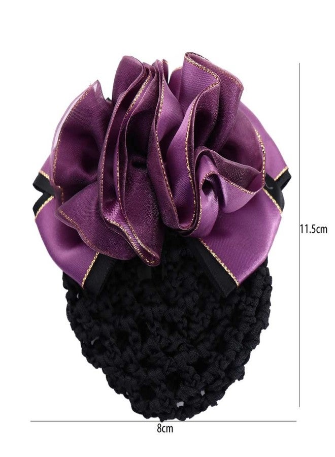 Pokinge 4PCS Women Hair Bun Cover Net Elegant Floral Hair Clip Cover Net Hairpins, Work Clothes Hair Accessories for Lady Women Nurse and Stewardess - Image 2