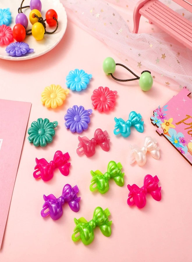 Hoteam 100 Pcs Hair Barrettes with Flower, Bow & Cartoon Designs - Self-Hinge Plastic Pins for Baby Girls, Toddlers (Cool) - Image 4