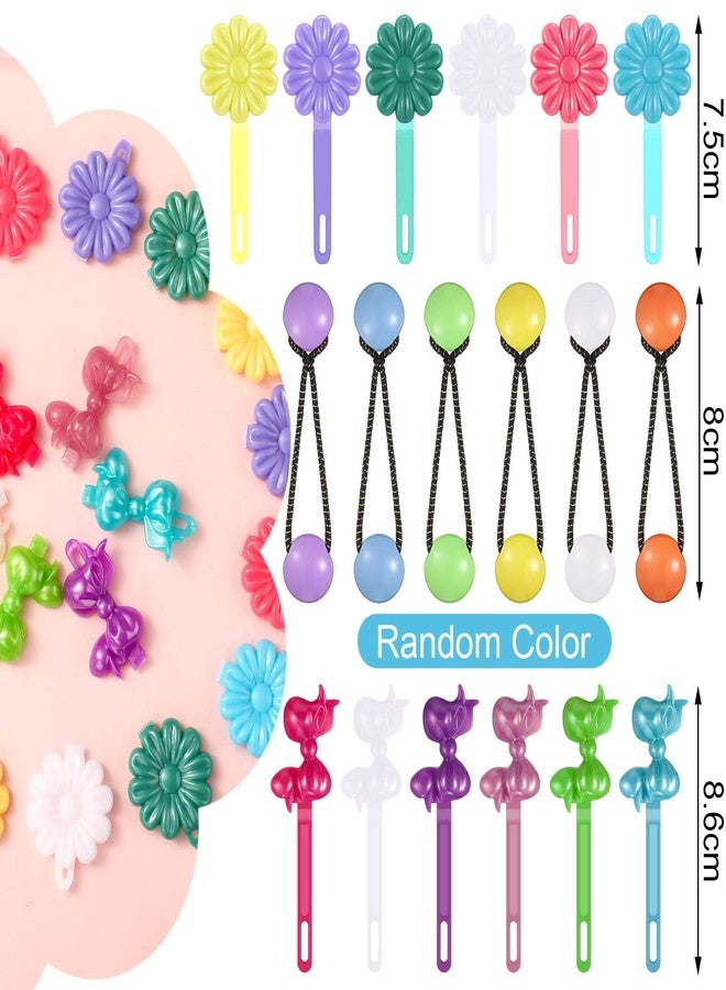 Hoteam 100 Pcs Hair Barrettes with Flower, Bow & Cartoon Designs - Self-Hinge Plastic Pins for Baby Girls, Toddlers (Cool) - Image 2