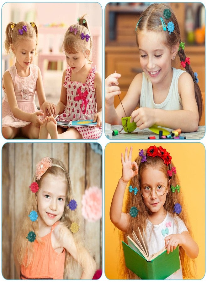 Hoteam 100 Pcs Hair Barrettes with Flower, Bow & Cartoon Designs - Self-Hinge Plastic Pins for Baby Girls, Toddlers (Cool) - Image 5