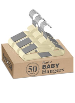 Red Dot Gift 50 Pack of Non-Slip Kids Hangers, Plastic Hangers, S-Slide 12″ (30cm) with 360° Swivel Hook Space Saving for Children Closet.  - Image 1