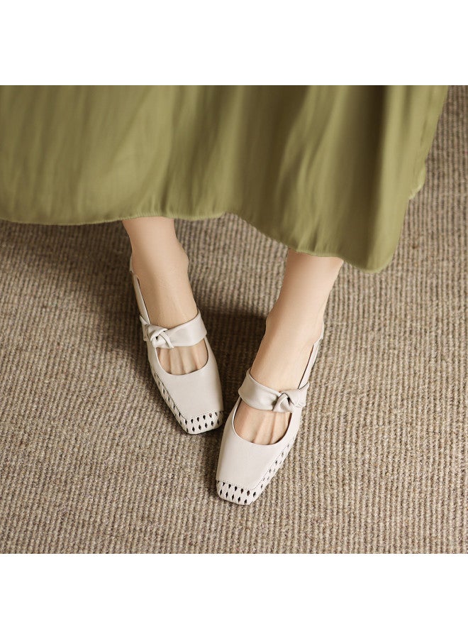 AME Stylish Hollow-out Flats For Women 2025 New Design Elegant Chunky Heel Flats, Breathable And Comfortable Women's Shoes - Image 4