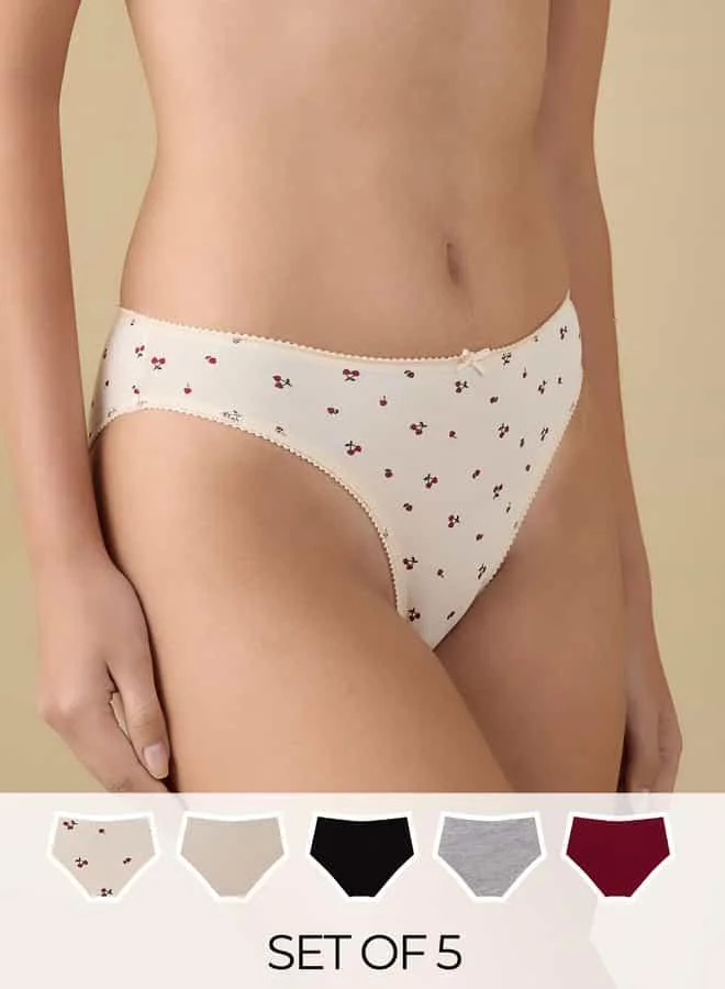 Splash FAV Set of 5 - Assorted Bikini Briefs with Elasticated Waistband