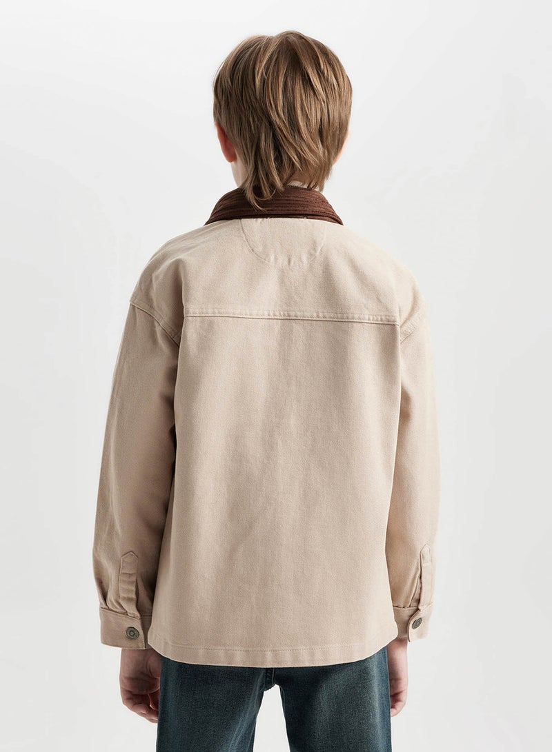 DeFacto Oversized Fit Wide Polo Neck Gabardine Long Sleeve Shirt  - Image 2