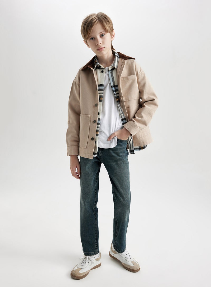 DeFacto Oversized Fit Wide Polo Neck Gabardine Long Sleeve Shirt  - Image 4