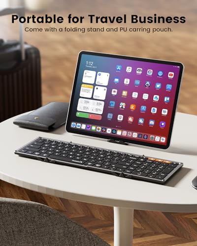 ProtoArc Backlit Foldable Keyboard, XK01 Plus Folding Portable Bluetooth Keyboard for Travel, True Full Size External Wireless Keyboards with Backlight for iPad Tablet Smartphone Laptop PC - Image 4