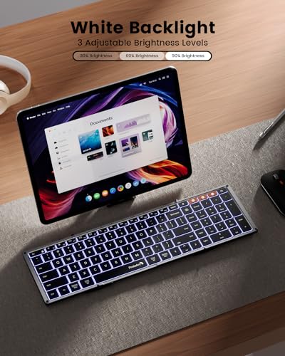 ProtoArc Backlit Foldable Keyboard, XK01 Plus Folding Portable Bluetooth Keyboard for Travel, True Full Size External Wireless Keyboards with Backlight for iPad Tablet Smartphone Laptop PC - Image 3