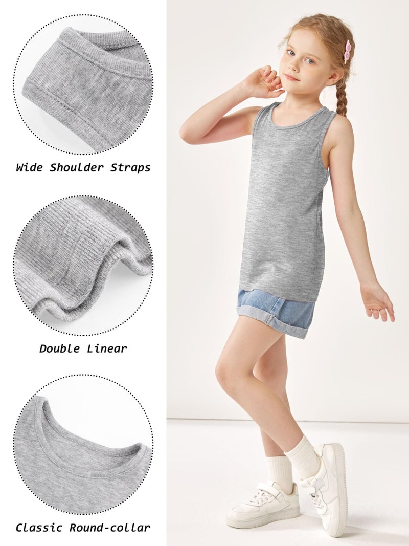 Cooraby 5 Pieces Girls Dance Tank Tops Racerback Sleeveless Tops for Ballet Gymnastics Dancewear - Image 3
