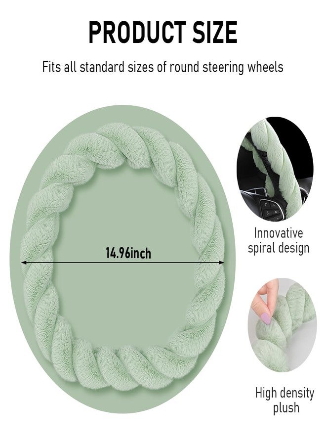 KVAEY Fluffy Car Steering Wheel Cover, 15 Inches Anti-Slip D-Shape Fuzzy Winter Steering Wheel Protector, Soft Warm Plush Steering Wheel Cover for Women Girls, Car Accessories (Pink) - Image 2