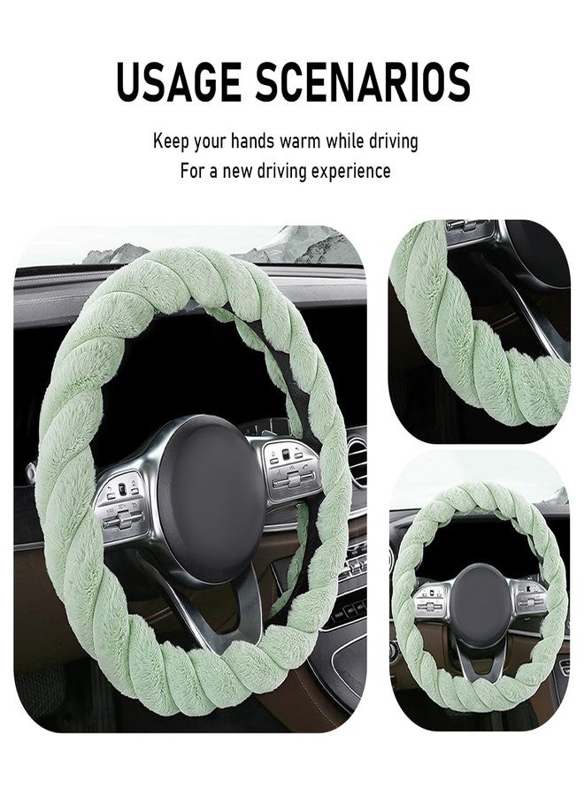KVAEY Fluffy Car Steering Wheel Cover, 15 Inches Anti-Slip D-Shape Fuzzy Winter Steering Wheel Protector, Soft Warm Plush Steering Wheel Cover for Women Girls, Car Accessories (Pink) - Image 4