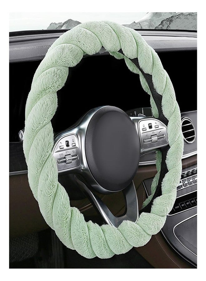KVAEY Fluffy Car Steering Wheel Cover, 15 Inches Anti-Slip D-Shape Fuzzy Winter Steering Wheel Protector, Soft Warm Plush Steering Wheel Cover for Women Girls, Car Accessories (Pink) - Image 1
