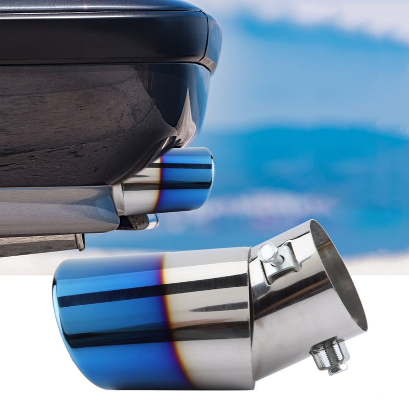 Chrome Blue Exhaust Tip: Stainless Steel Tail Pipe, Screw Fixed Easy Install, Corrosion Resistant, Water Drainage - Smooth Exhaust Power Boost, Elegant Style Upgrade for Most Cars - Image 5