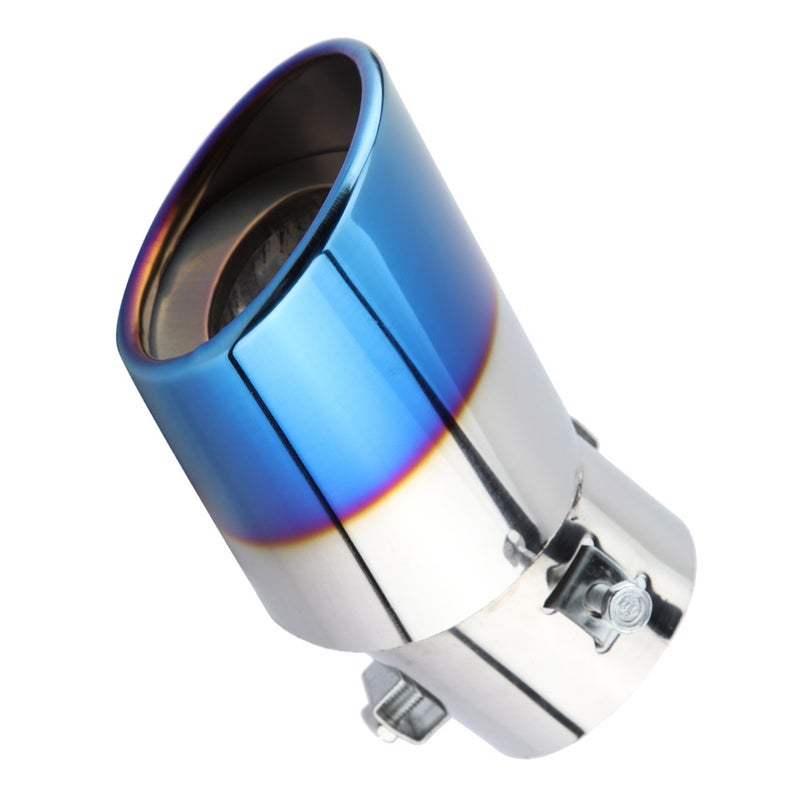 Chrome Blue Exhaust Tip: Stainless Steel Tail Pipe, Screw Fixed Easy Install, Corrosion Resistant, Water Drainage - Smooth Exhaust Power Boost, Elegant Style Upgrade for Most Cars - Image 4