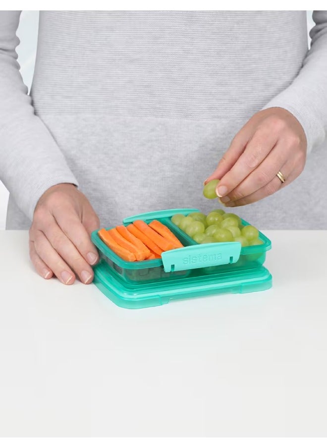 sistema - Sistema Small Split Lunch Box 350ML Green : Snack Container - Lunch Container - Leak-proof - Portable - BPA-free 350ML - Image 1