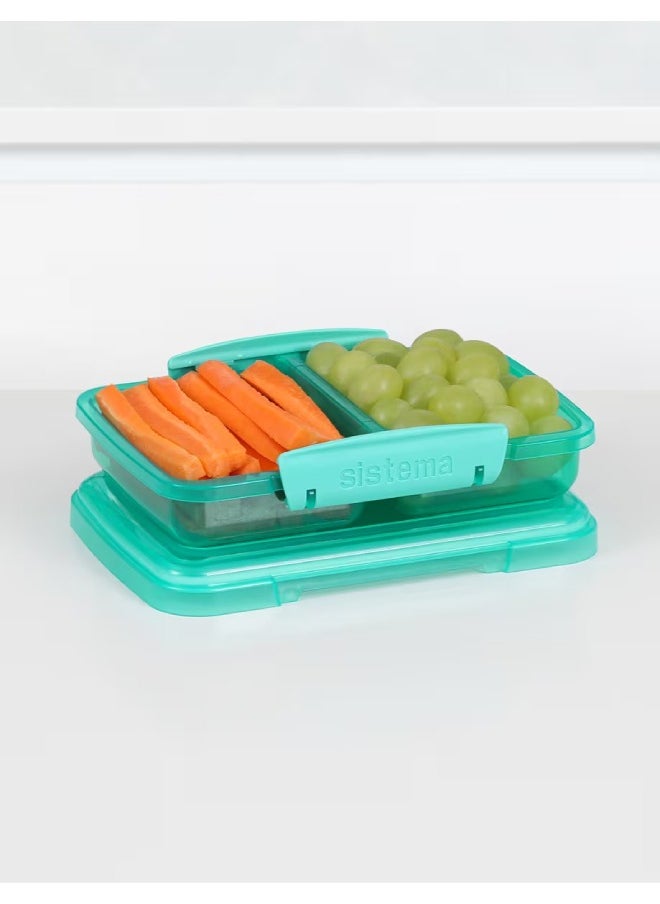 sistema - Sistema Small Split Lunch Box 350ML Green : Snack Container - Lunch Container - Leak-proof - Portable - BPA-free 350ML - Image 1