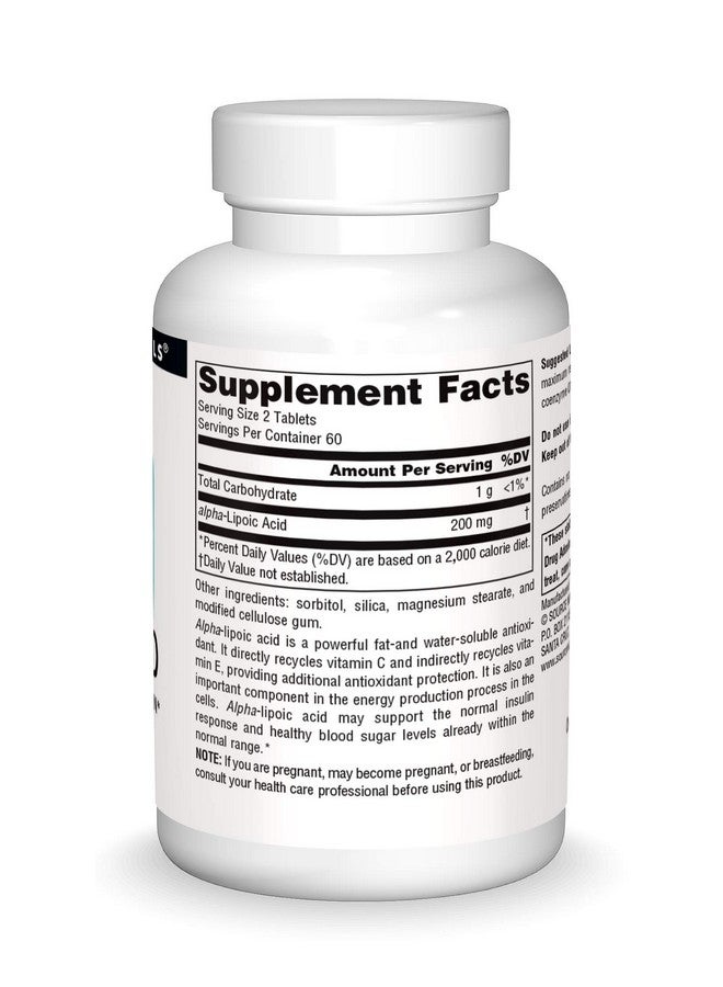 Source Naturals حمض ألفا ليبويك 100 ملغ يدعم عملية التمثيل الغذائي للسكر الصحية وظيفة الكبد وتوليد الطاقة 120 قرص - Image 4
