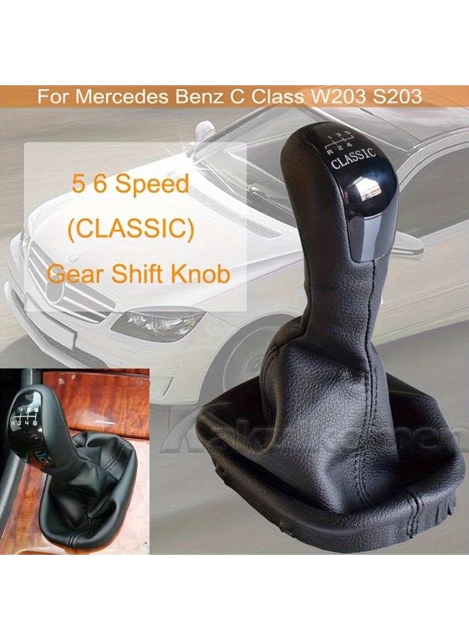 غطاء مقبض ناقل الحركة الأسود من ABS لسيارة مرسيدس سي كلاس W203 2000 2004 S203 يدوي 5 سرعات - Image 5