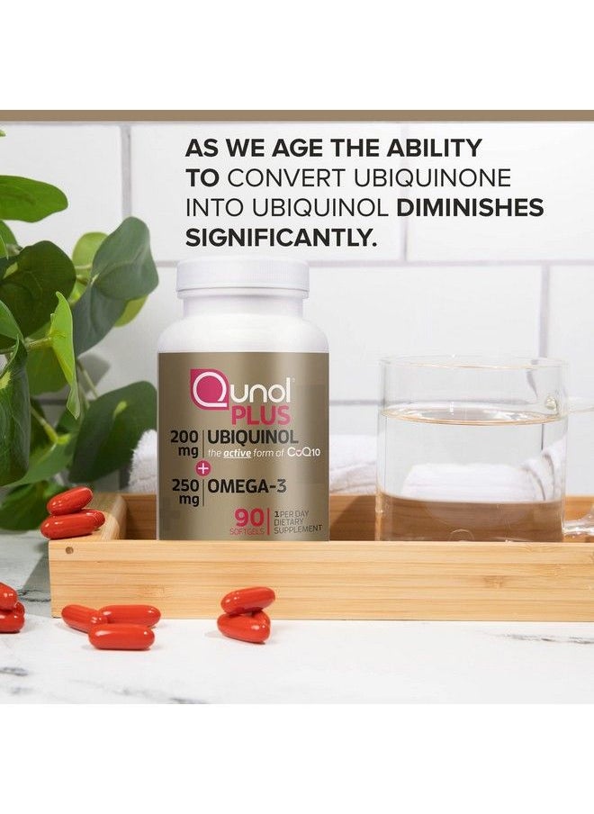 Qunol - Plus Ubiquinol Coq10 200Mg With Omega 3 Fish Oil 250Mg Extra Strength Antioxidant For Heart Health Natural Supplement For Energy Production Active Form Of Coq10 (Bovine Version) 90 Count - Image 1