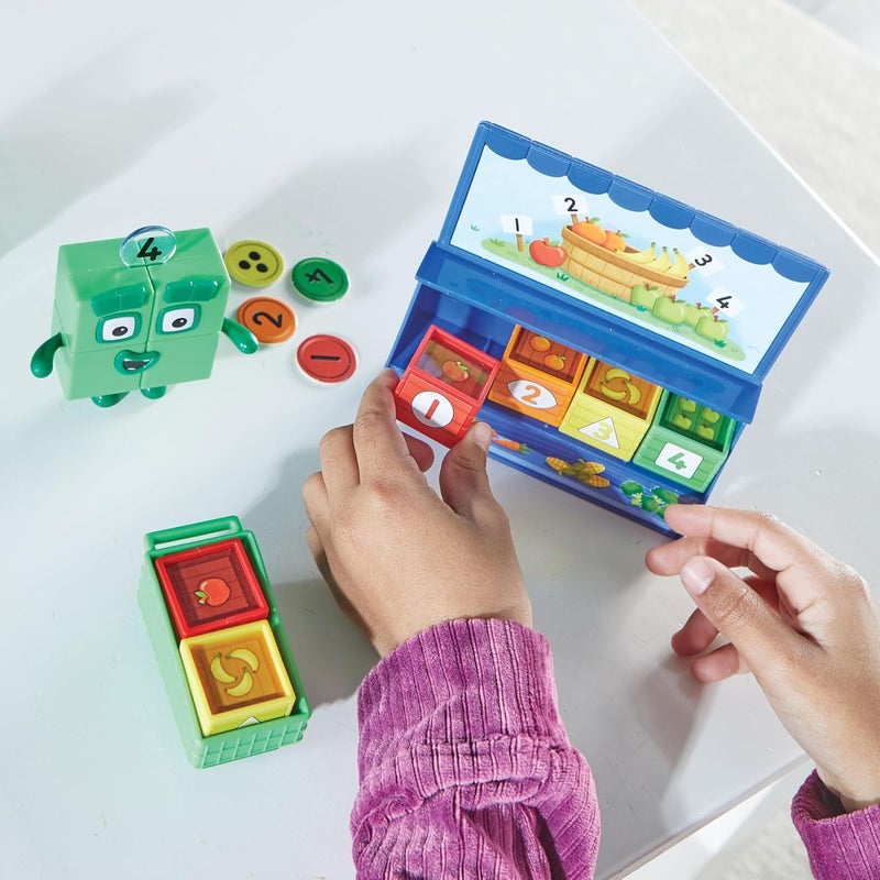 hand2mind hand2mind Numberblocks Add It Up Mini Market Grocery Store Playset Math Toys for Kids 35 Counting Toys Learning Money Numbers for Toddlers Mini Shopping Cart Pretend Play Figure Playset  - Image 3