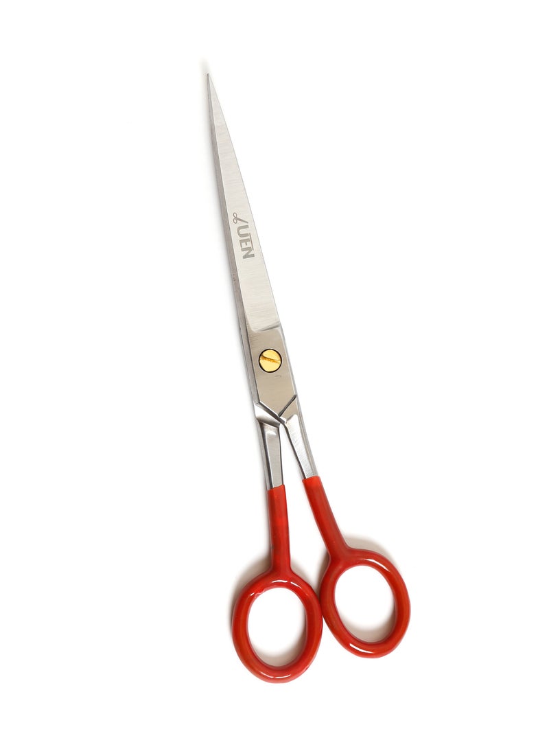 UEN Hair Cutting Scissors, Stainless Steel Razor Edge, 7 inches, Perfect for Salon, Barber and Home Use Professional Hairdressing shears for Kids, Women and Men, Red and Silver  - Image 1