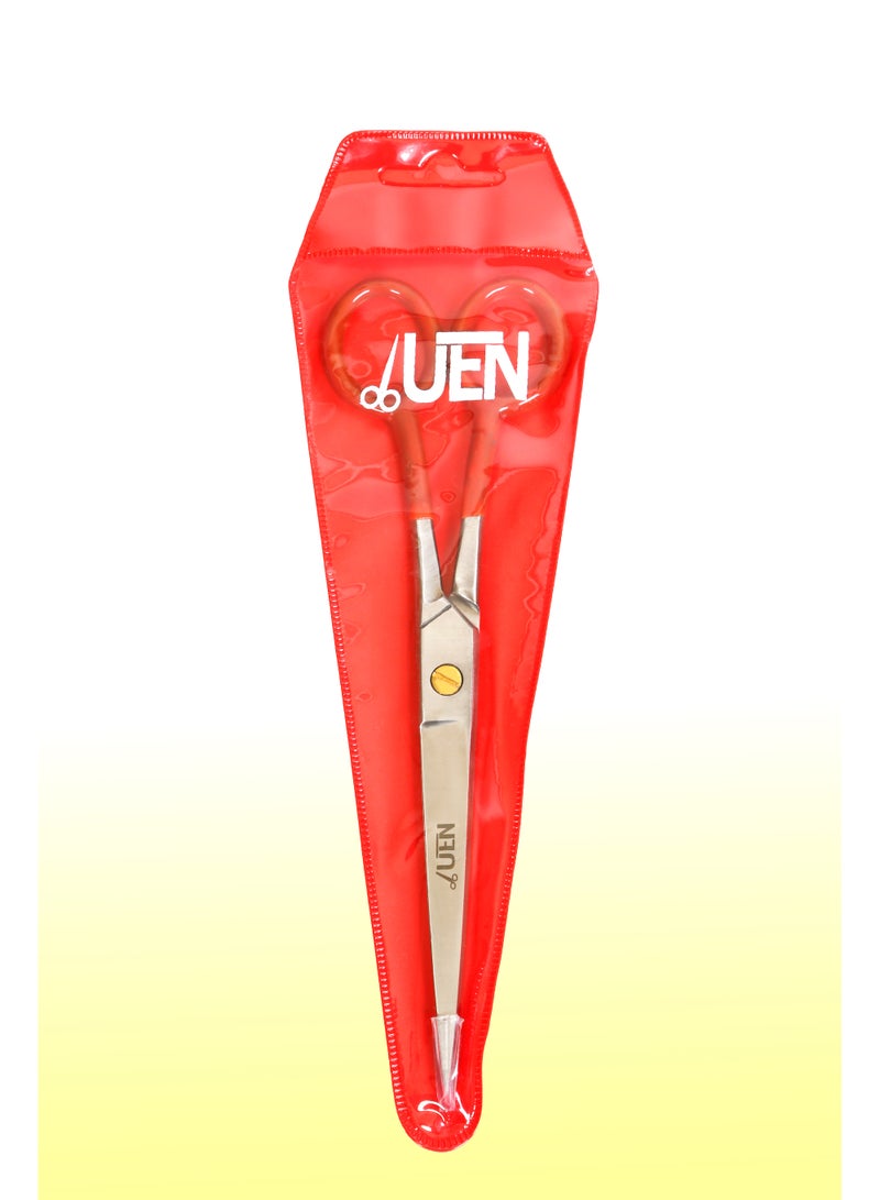 UEN Hair Cutting Scissors, Stainless Steel Razor Edge, 7 inches, Perfect for Salon, Barber and Home Use Professional Hairdressing shears for Kids, Women and Men, Red and Silver  - Image 3