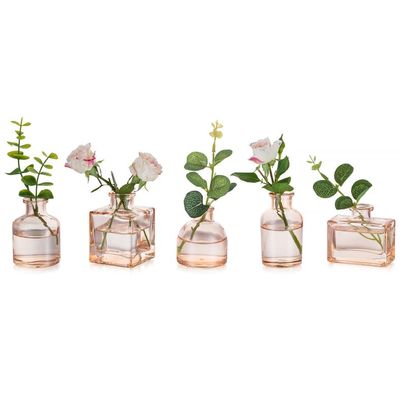 Glasseam Champagne Glass Bud Vase: Mini Small Vases for Centerpieces Cute Flower Vase Set of 5 Tiny Vases for Flowers Decorative Centerpiece for Table Decor Wedding Party Dining Room Decoration - Image 1